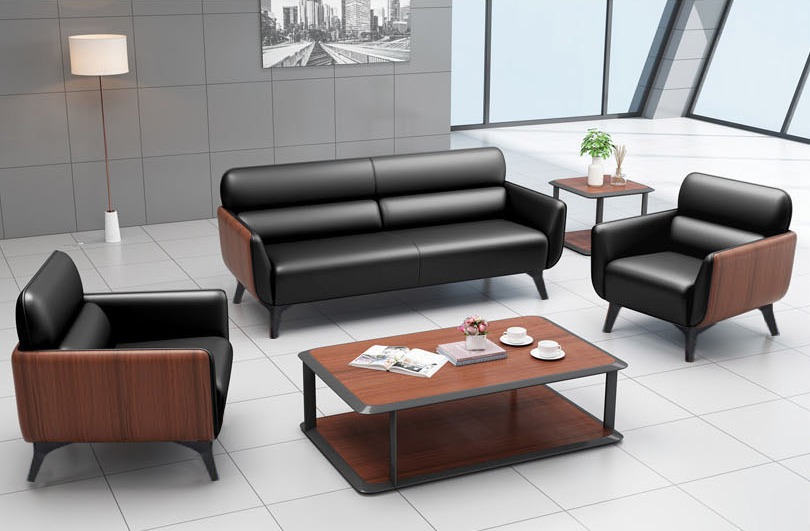 SALA DE OFICINA CUERO COLOR NEGRO 1+1+3