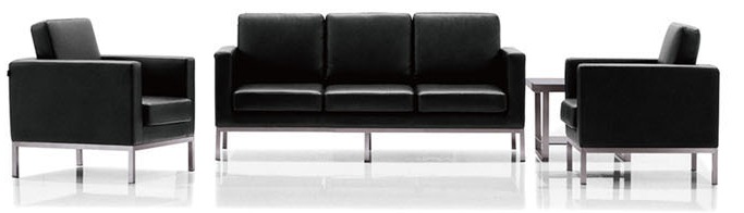 SALA DE OFICINA CUERO COLOR NEGRO 1+1+3