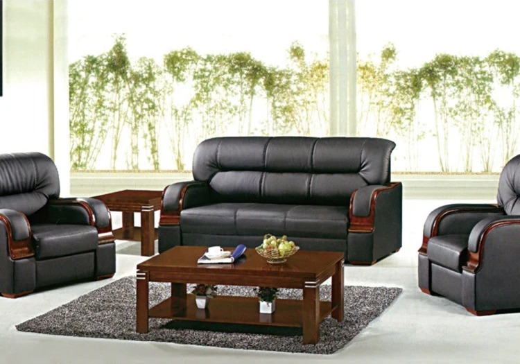 SALA DE OFICINA CUERO COLOR NEGRO 1+1+3